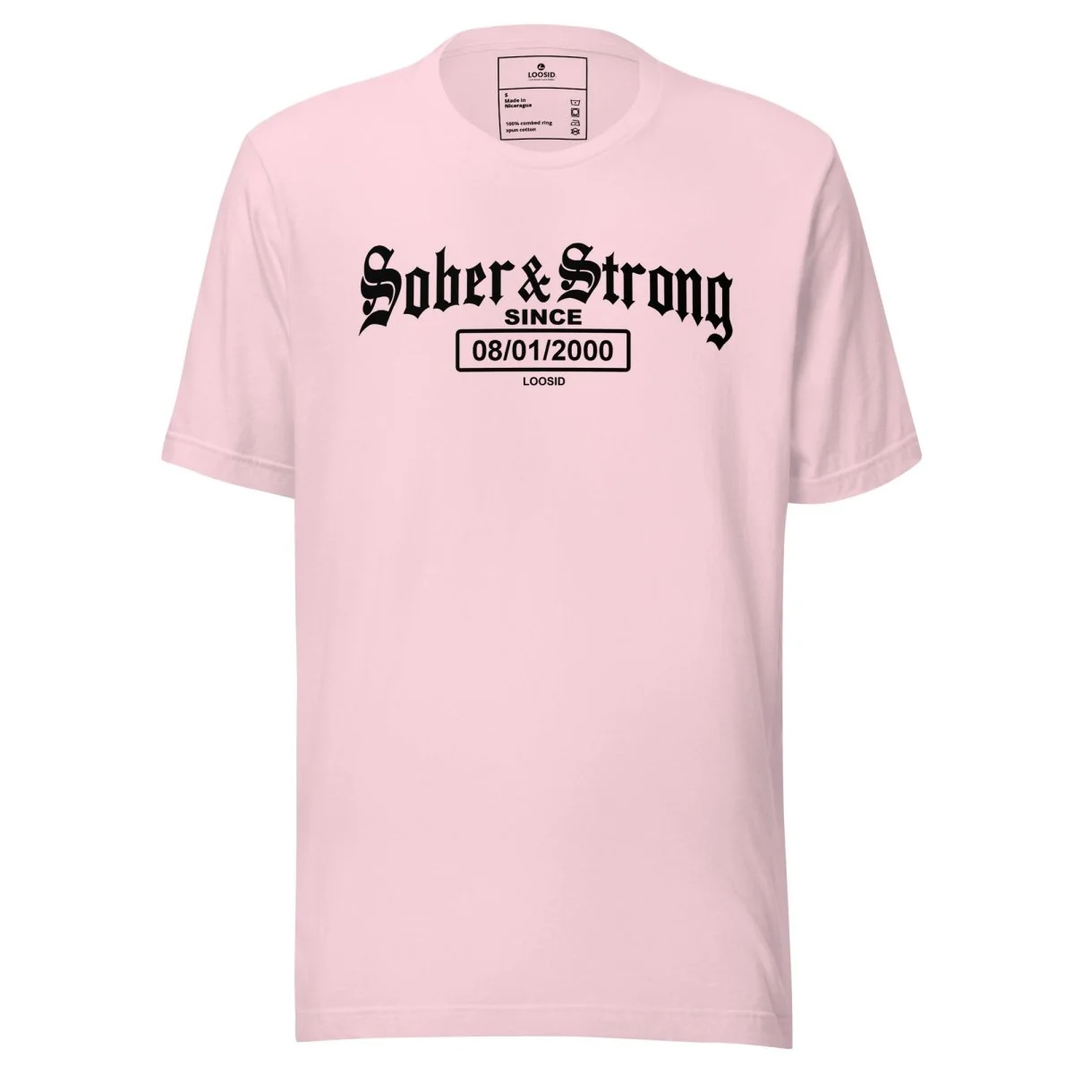 Sober T Shirt | Women’s Old School Sober & Strong Tee with Personalized Sobriety Date - Image 21