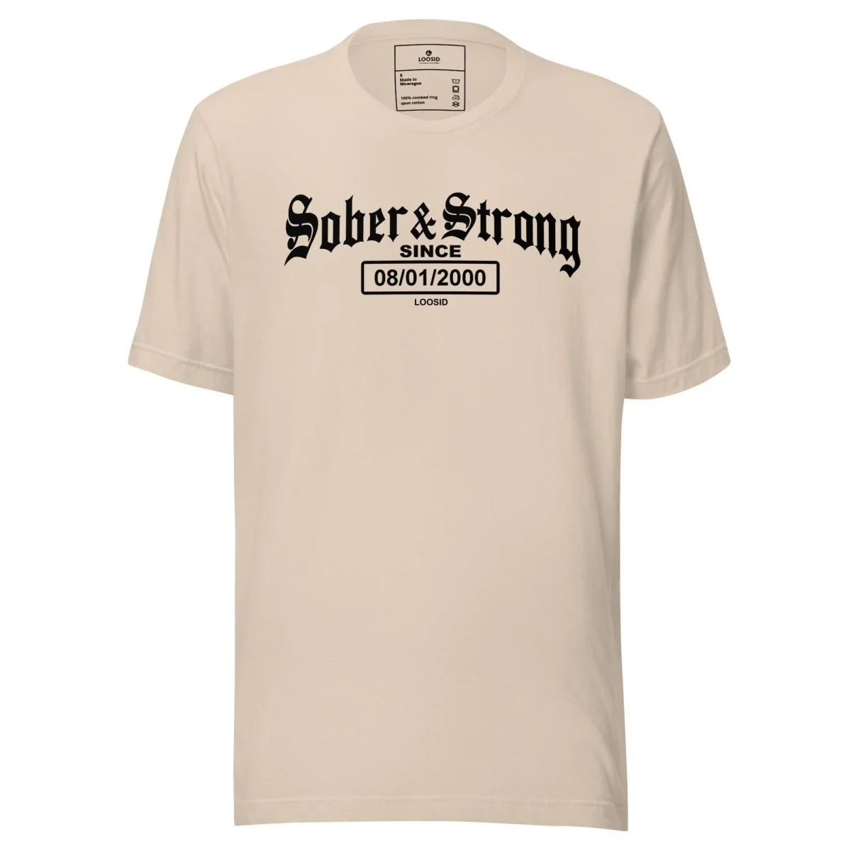 Sober T Shirt | Women’s Old School Sober & Strong Tee with Personalized Sobriety Date - Image 27