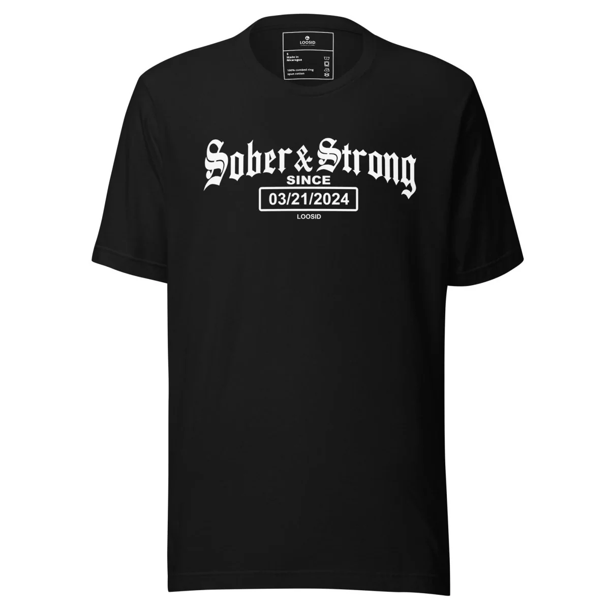 Sober T Shirt | Women’s Old School Sober & Strong Tee with Personalized Sobriety Date - Image 3