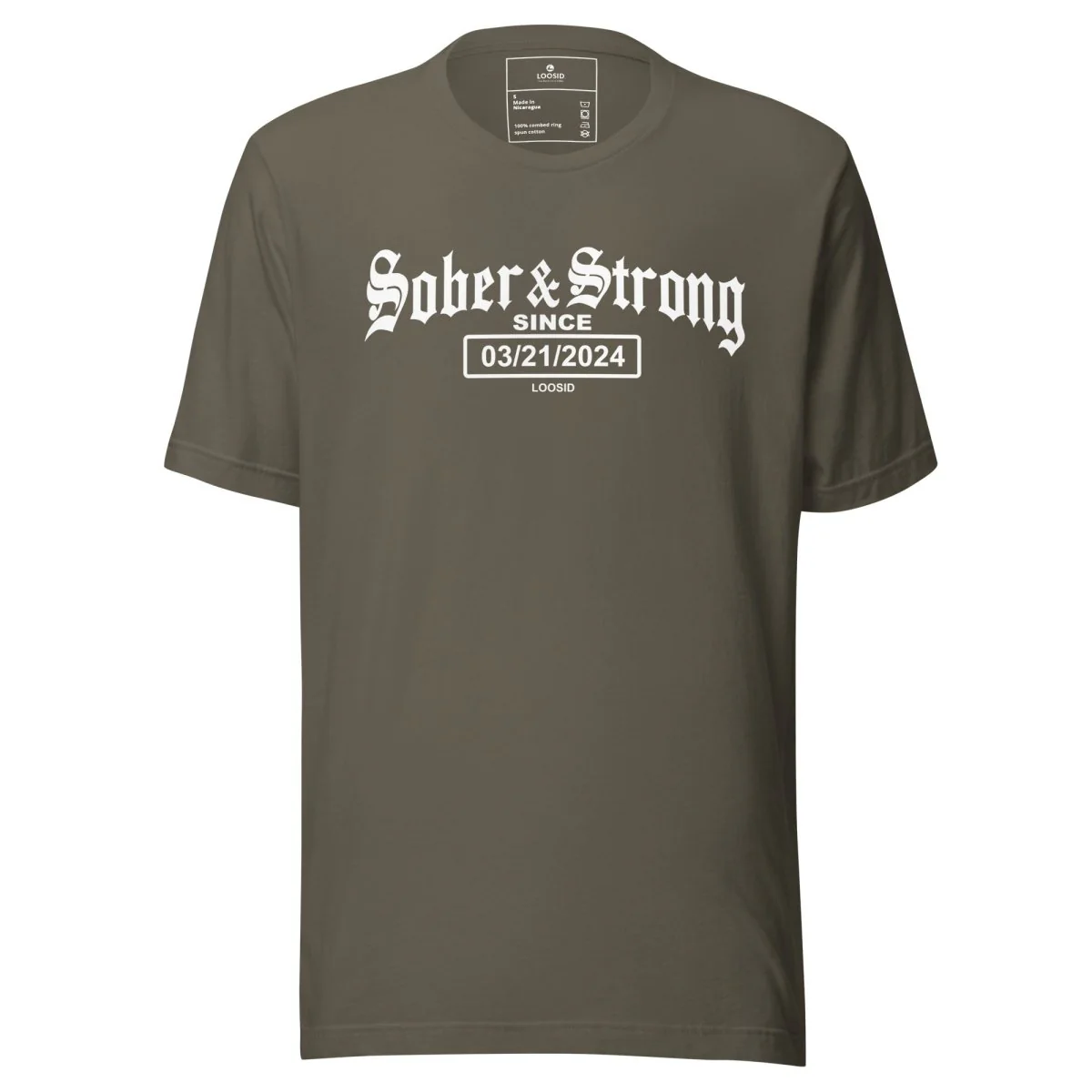 Sober T Shirt | Women’s Old School Sober & Strong Tee with Personalized Sobriety Date - Image 6