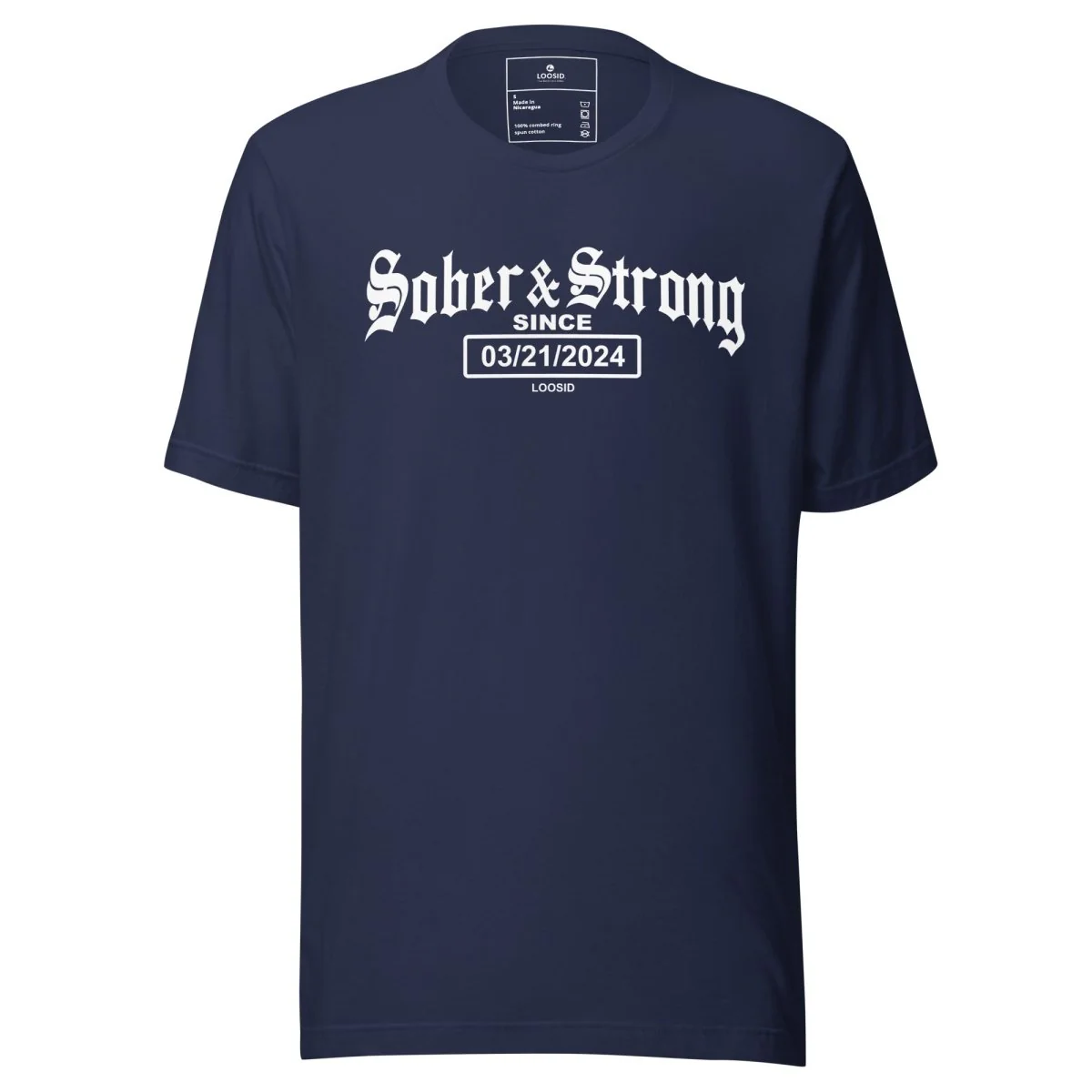Sober T Shirt | Women’s Old School Sober & Strong Tee with Personalized Sobriety Date - Image 9