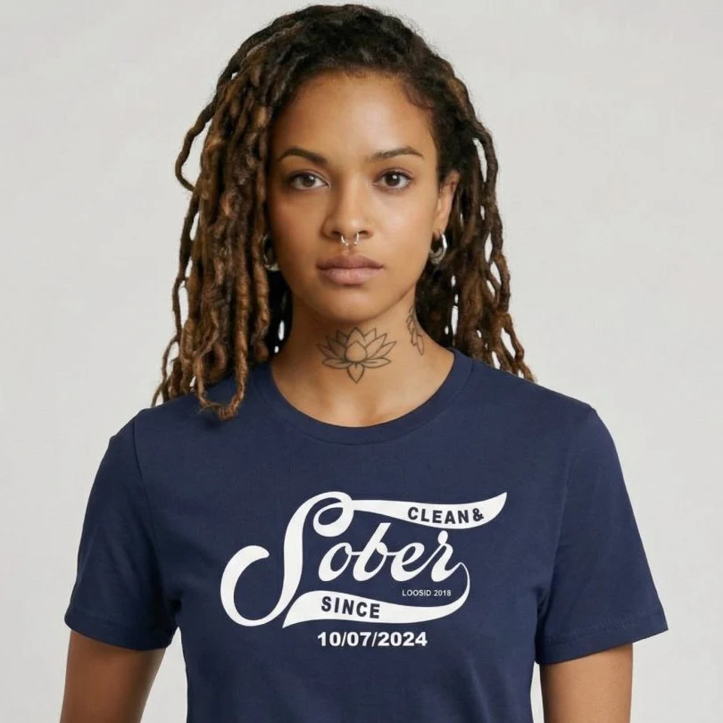 Sober T Shirt | Women’s Sober Since Top with Personalized Date - Image 11