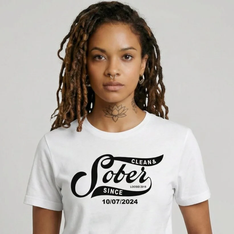 Sober T Shirt | Women’s Sober Since Top with Personalized Date - Image 23