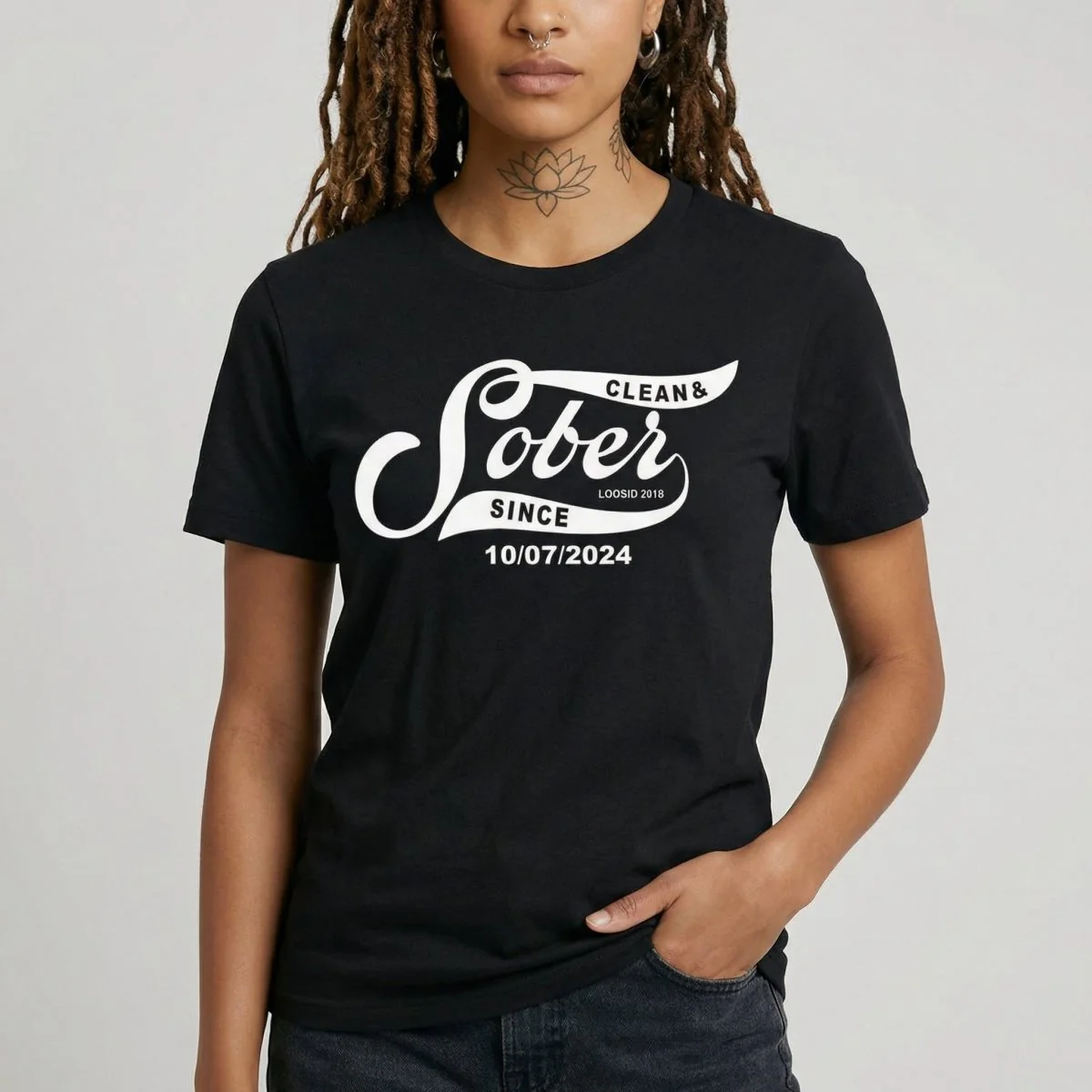 Sober T Shirt | Women’s Sober Since Top with Personalized Date - Image 5