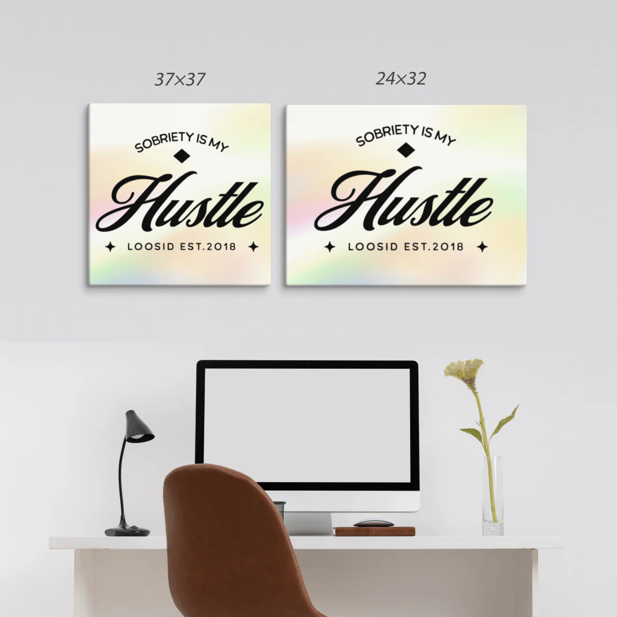 Sobriety Art | Sobriety is My Hustle Motivational Canvas Print - Image 4