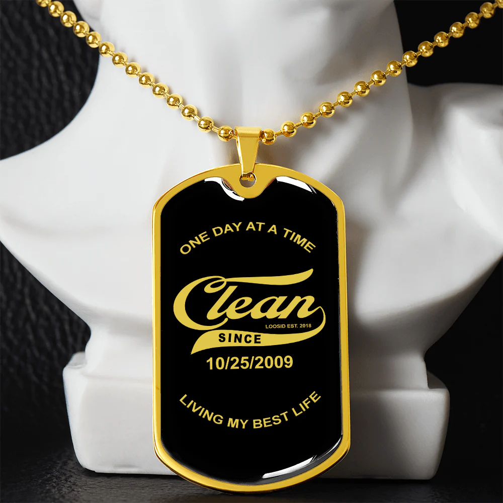 Sobriety Gift | Loosid Clean Since Dog Tag with Personalized Date - Image 12