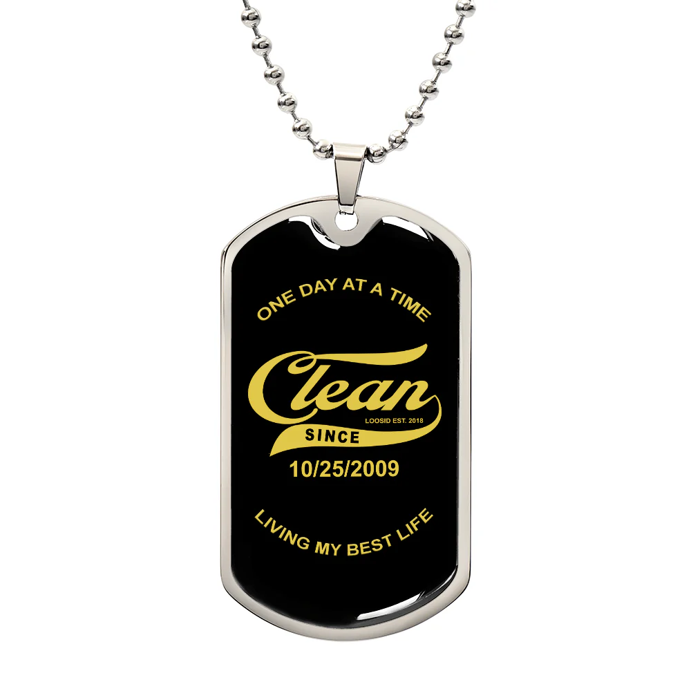 Sobriety Gift | Loosid Clean Since Dog Tag with Personalized Date - Image 3