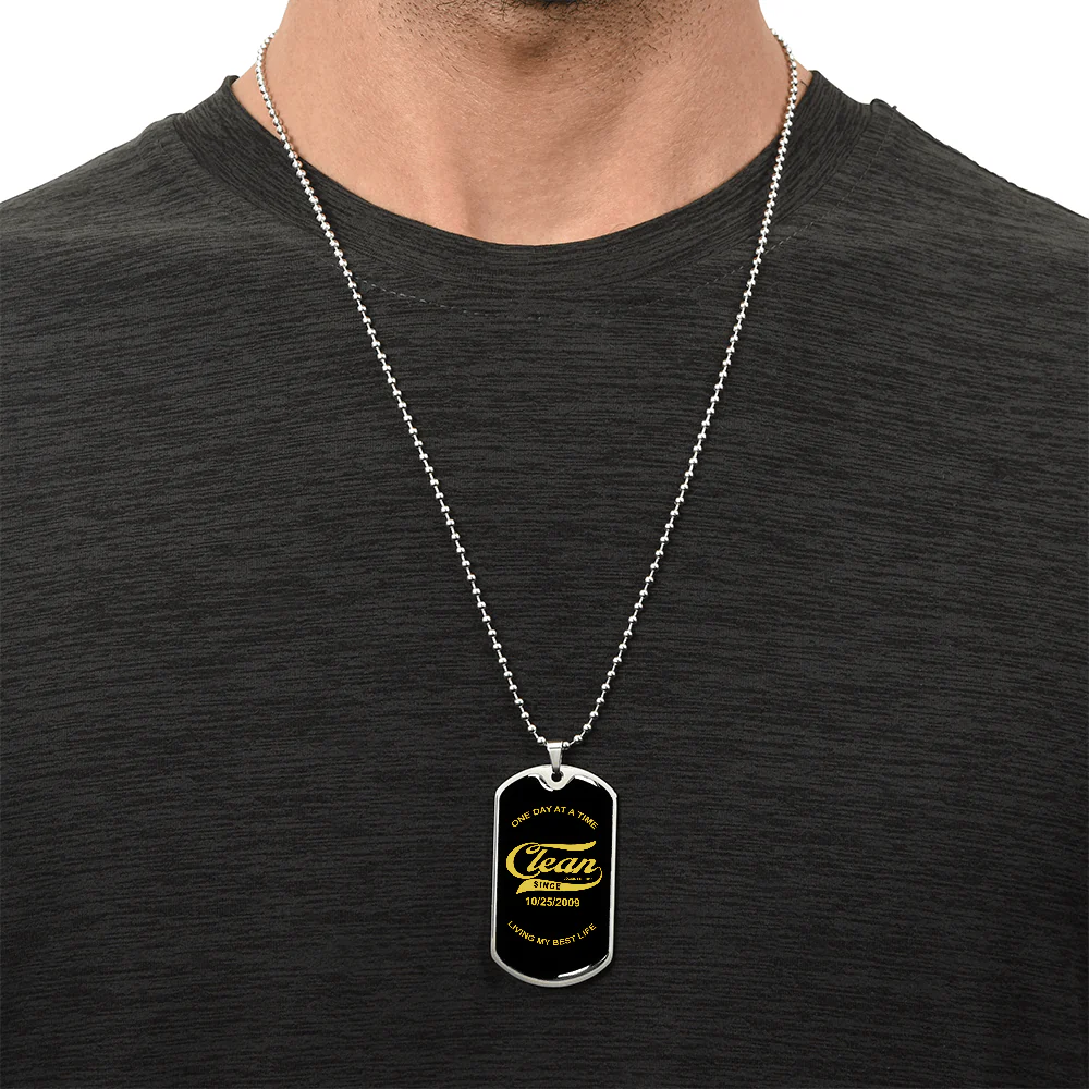 Sobriety Gift | Loosid Clean Since Dog Tag with Personalized Date - Image 4