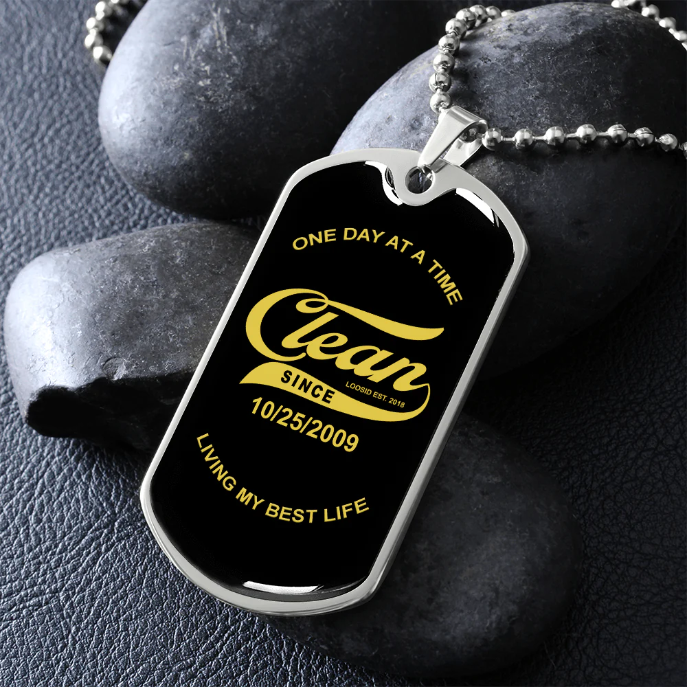 Sobriety Gift | Loosid Clean Since Dog Tag with Personalized Date - Image 5
