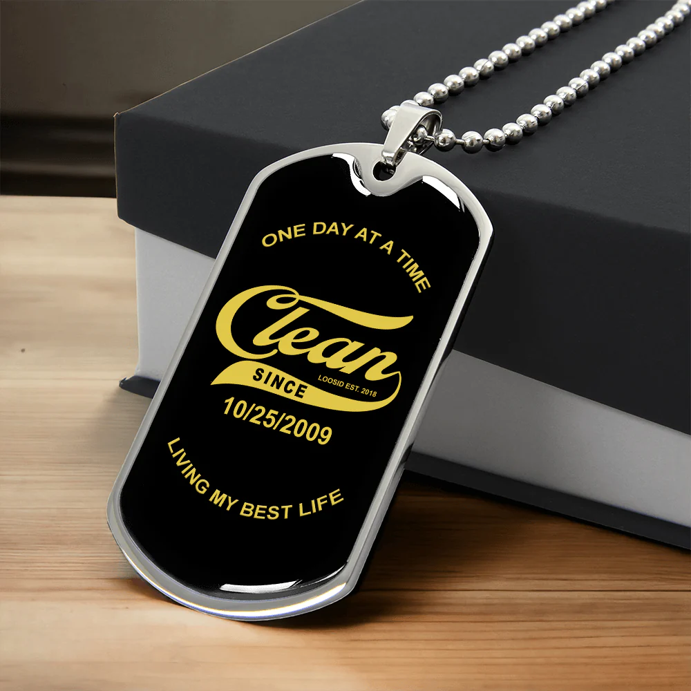 Sobriety Gift | Loosid Clean Since Dog Tag with Personalized Date - Image 6