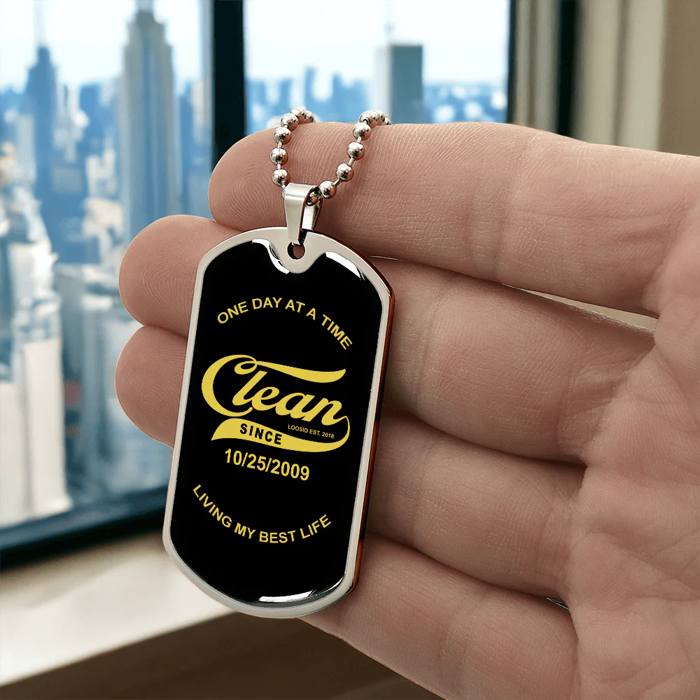 Sobriety Gift | Loosid Clean Since Dog Tag with Personalized Date - Image 7