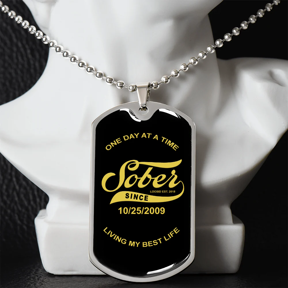 Sobriety Gift | Dog Tag with Personalized 'Sober Since' Date - Image 3