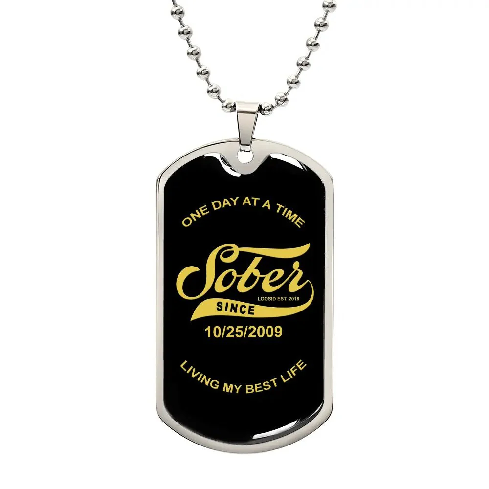 Sobriety Gift | Dog Tag with Personalized 'Sober Since' Date - Image 4