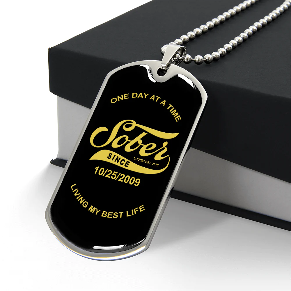 Sobriety Gift | Dog Tag with Personalized 'Sober Since' Date - Image 5
