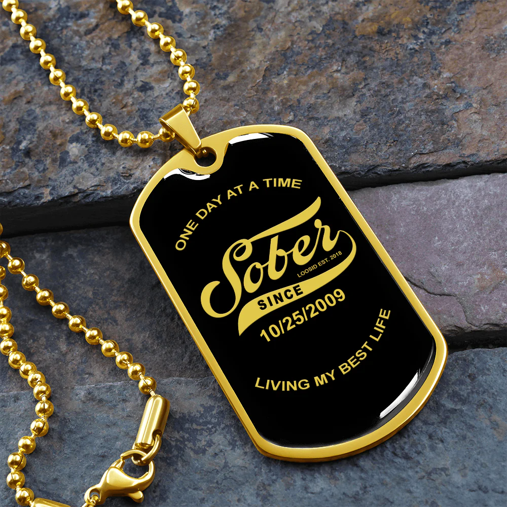 Sobriety Gift | Dog Tag with Personalized 'Sober Since' Date - Image 8