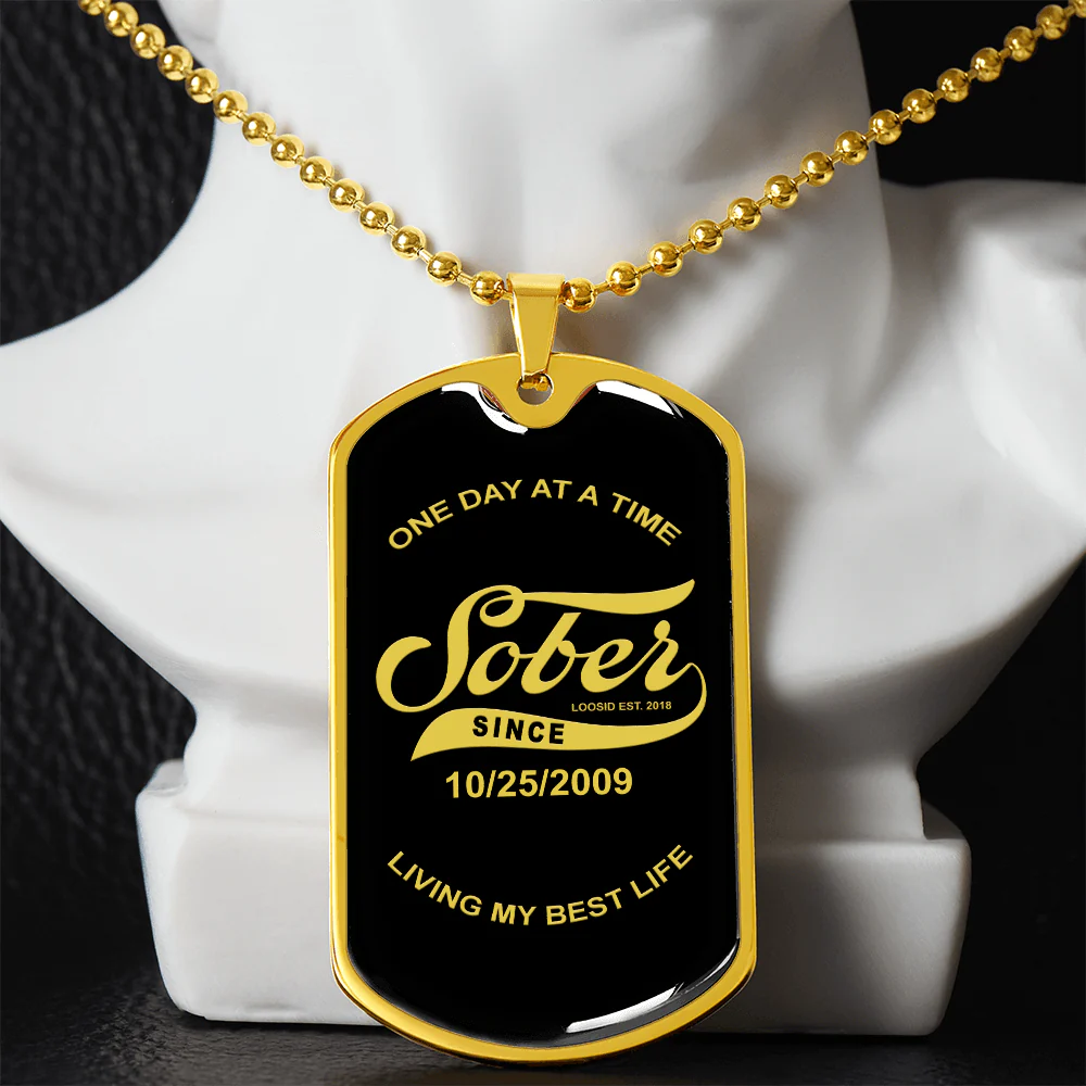 Sobriety Gift | Dog Tag with Personalized 'Sober Since' Date - Image 9