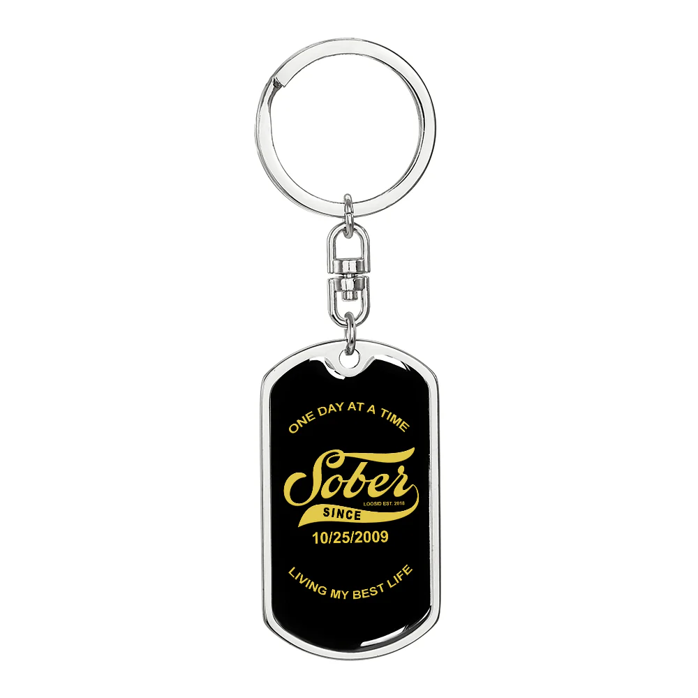 Sobriety Gift | Personalized Sober Since Keychain with Date Engraving - Image 3