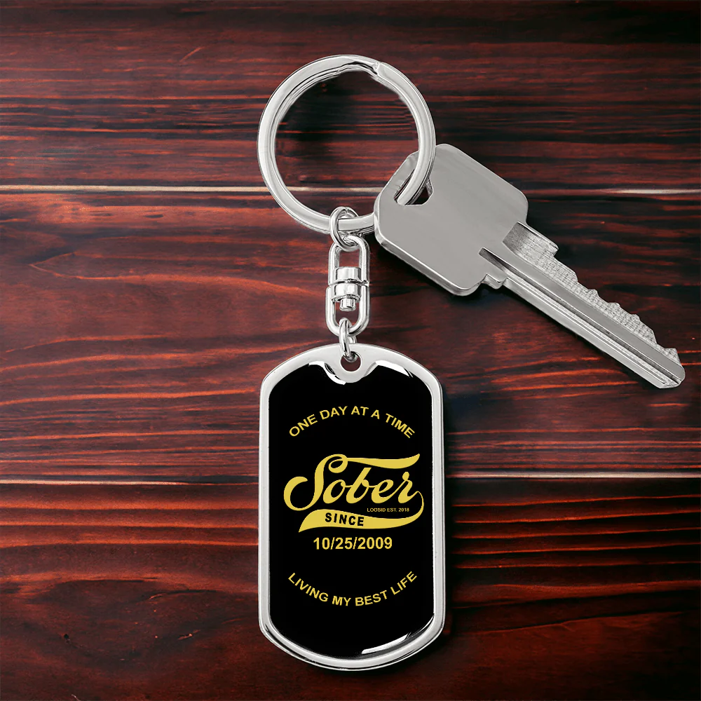 Sobriety Gift | Personalized Sober Since Keychain with Date Engraving - Image 4