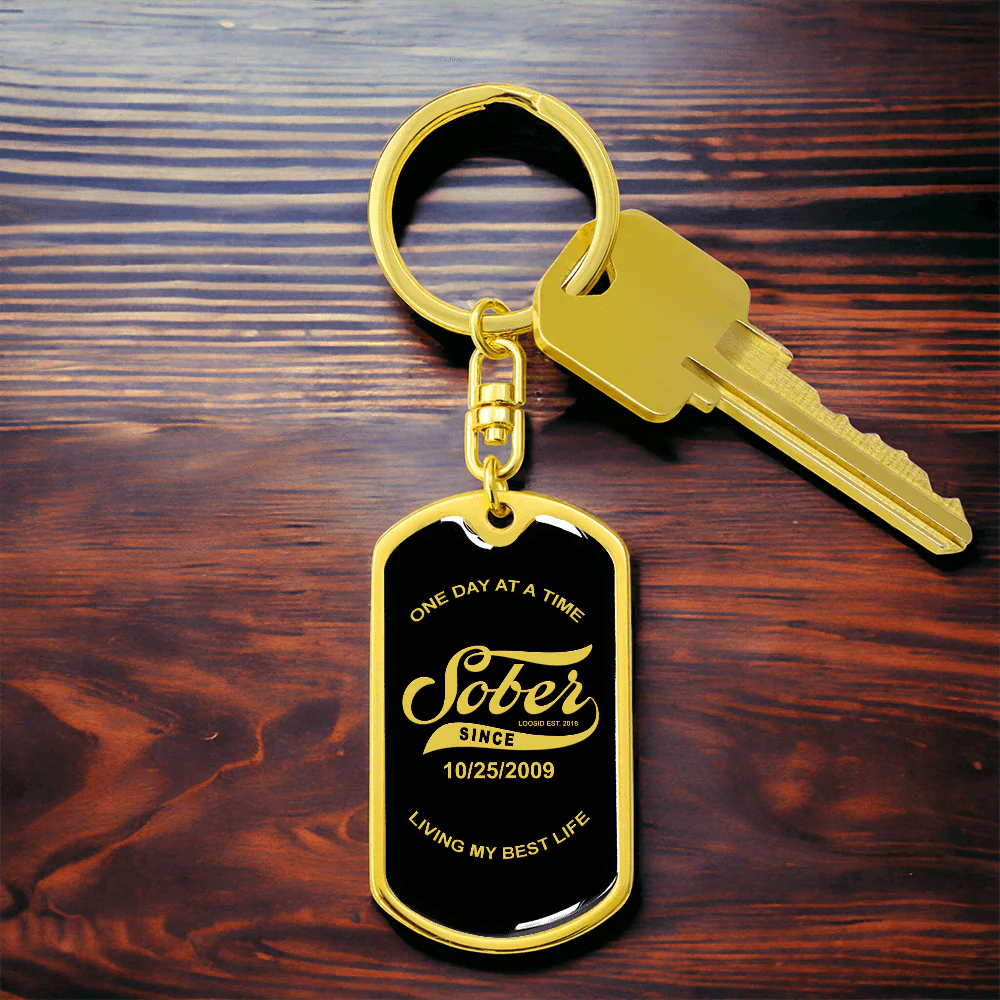 Sobriety Gift | Personalized Sober Since Keychain with Date Engraving - Image 5