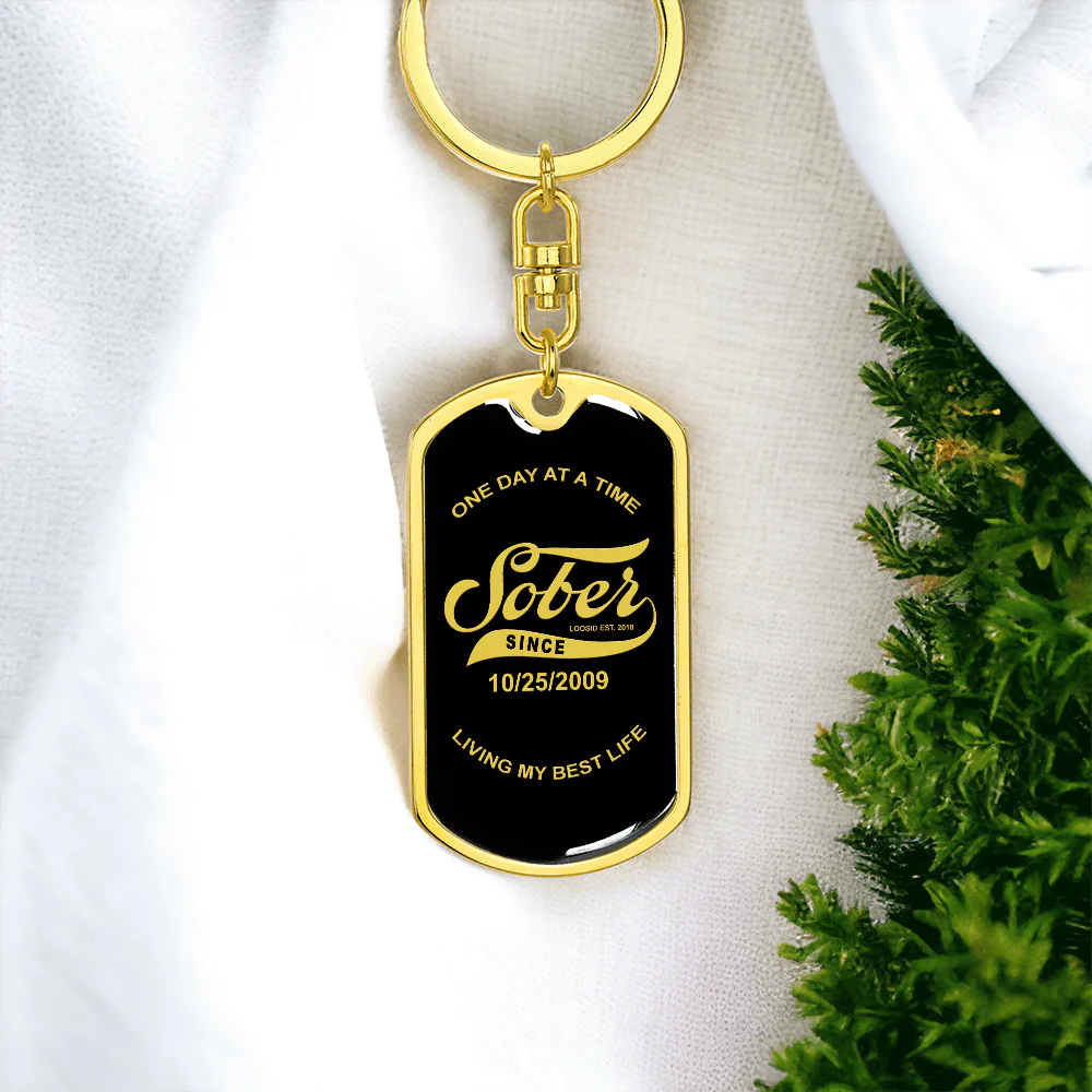 Sobriety Gift | Personalized Sober Since Keychain with Date Engraving - Image 6