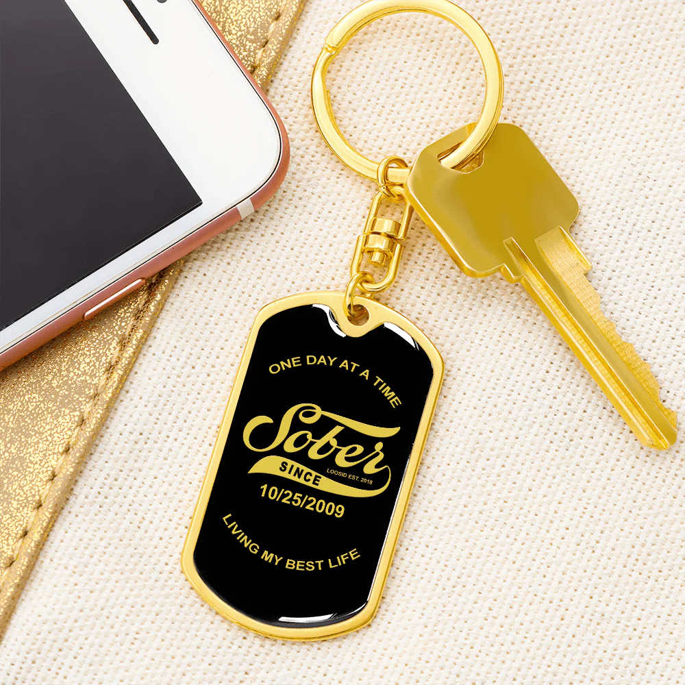Sobriety Gift | Personalized Sober Since Keychain with Date Engraving - Image 7