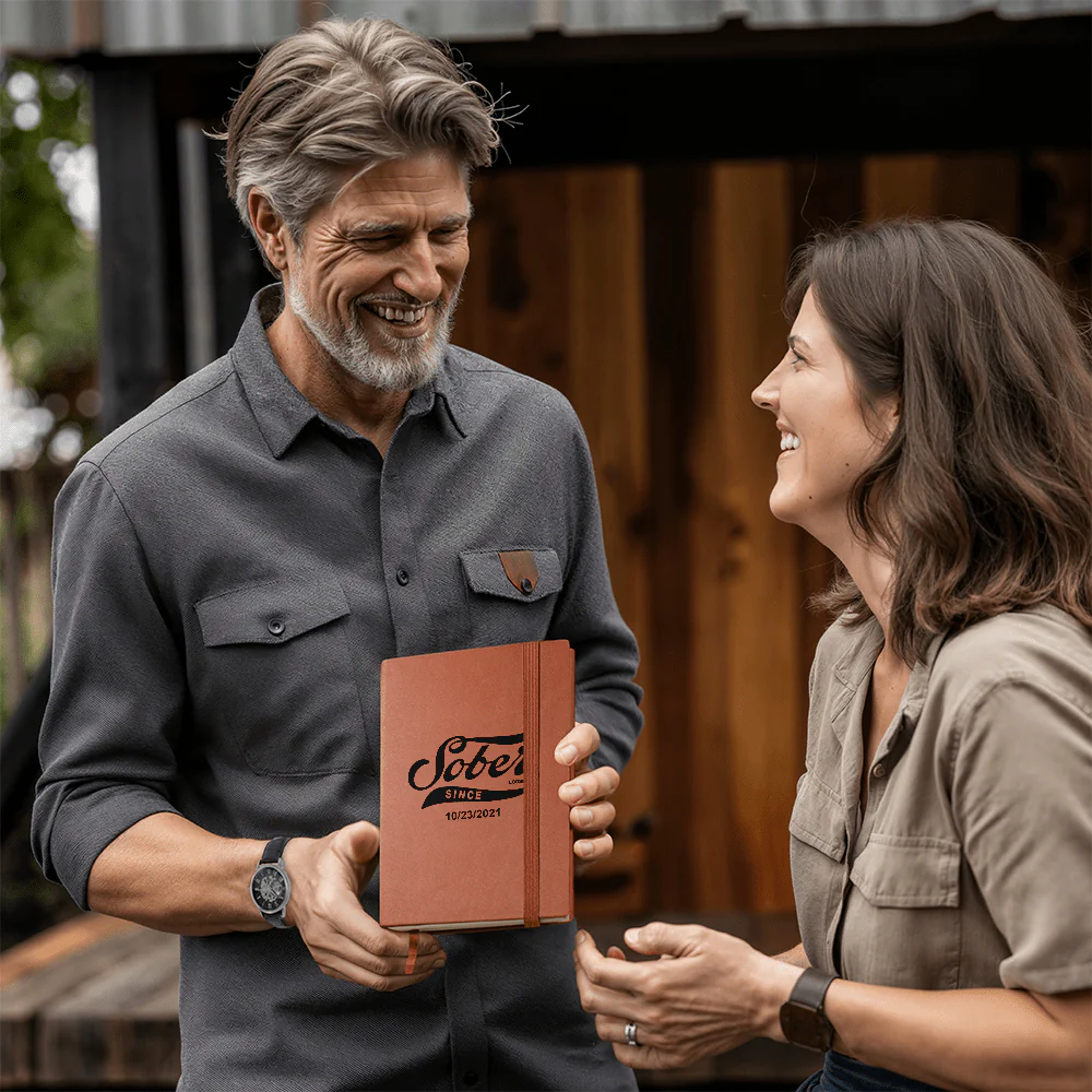 Sobriety Gift | Sober Since Vegan Leather Journal with Date - Image 10