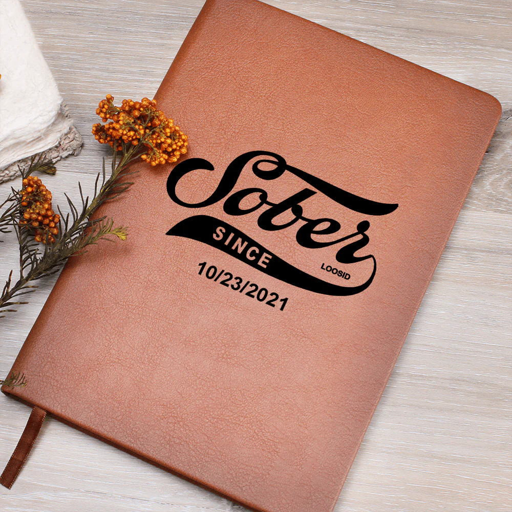 Sobriety Gift | Sober Since Vegan Leather Journal with Date - Image 3