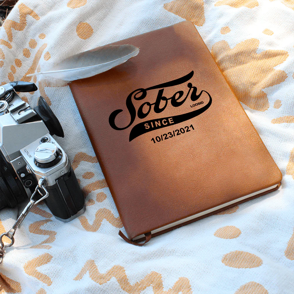 Sobriety Gift | Sober Since Vegan Leather Journal with Date - Image 4
