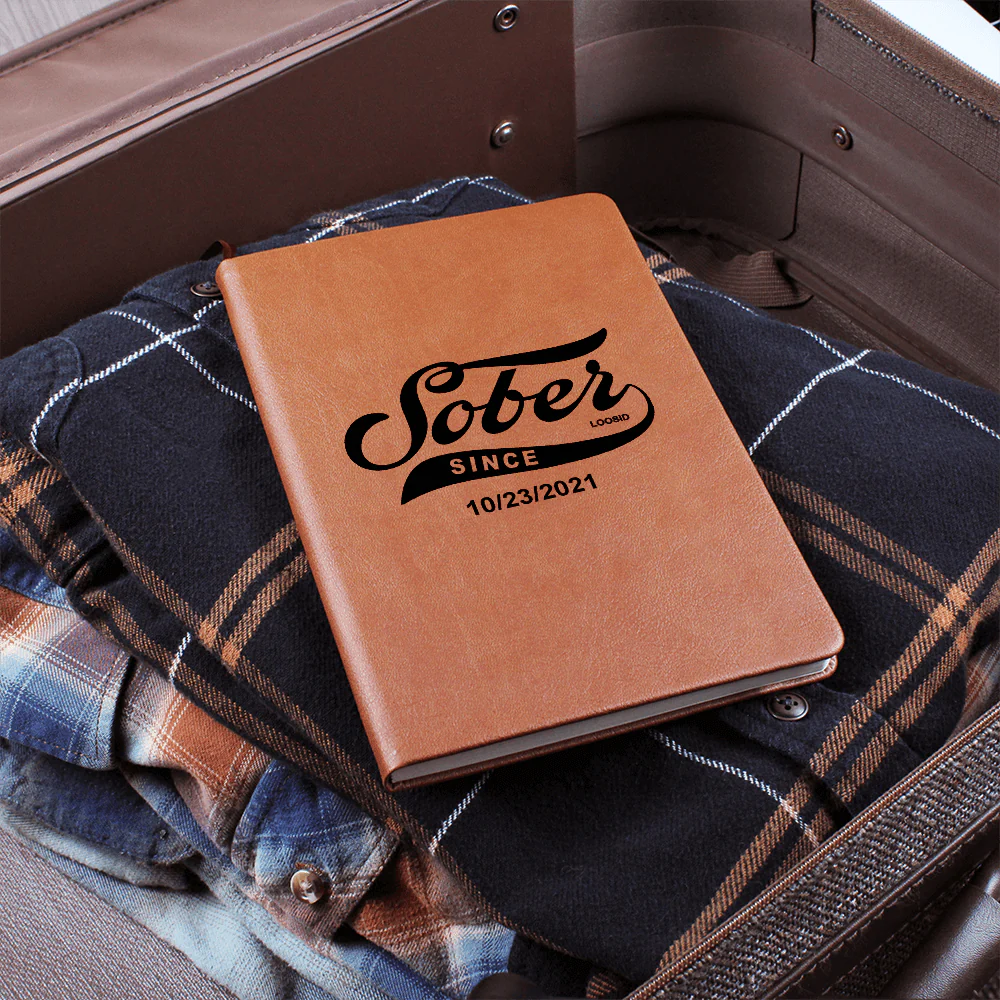 Sobriety Gift | Sober Since Vegan Leather Journal with Date - Image 6