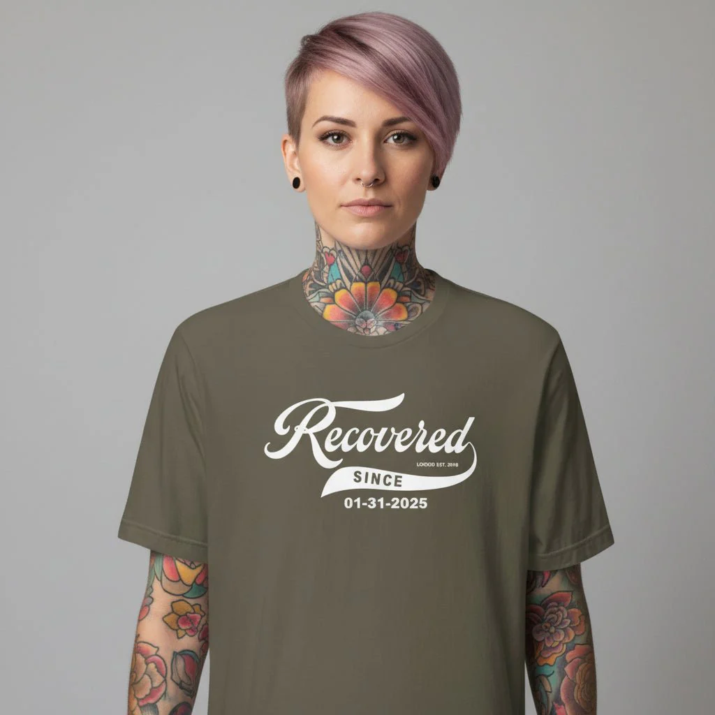 Women’s Recovered Since Tee w/ Personalized Clean Date - Image 10