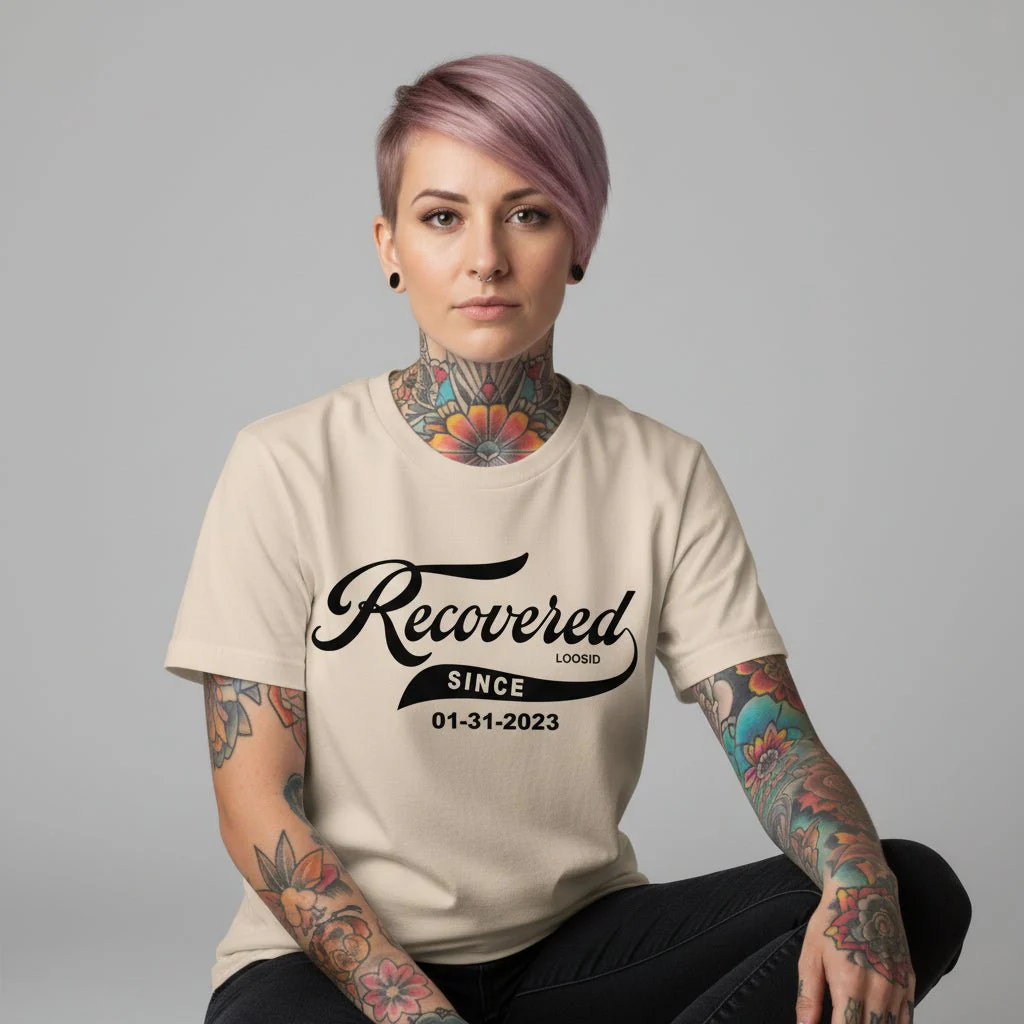 Women’s Recovered Since Tee w/ Personalized Clean Date - Image 13