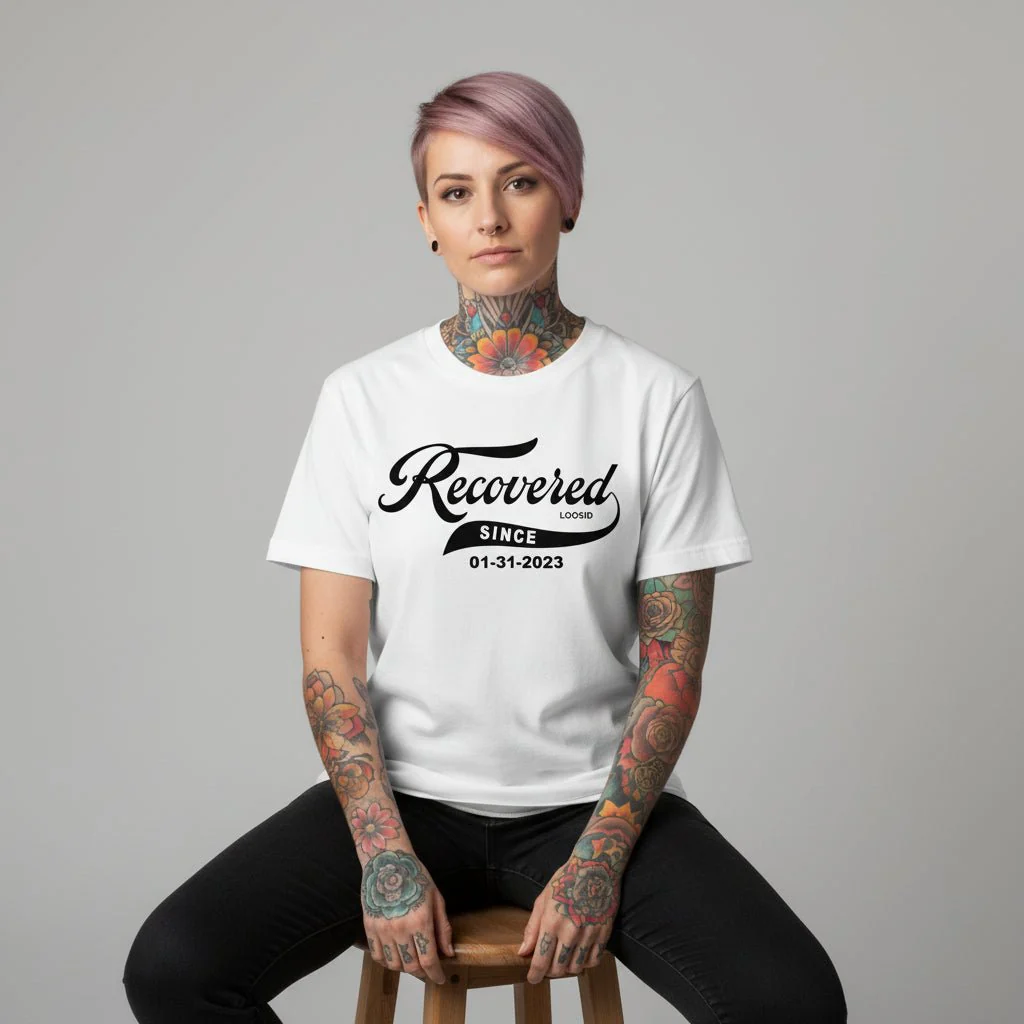 Women’s Recovered Since Tee w/ Personalized Clean Date - Image 26
