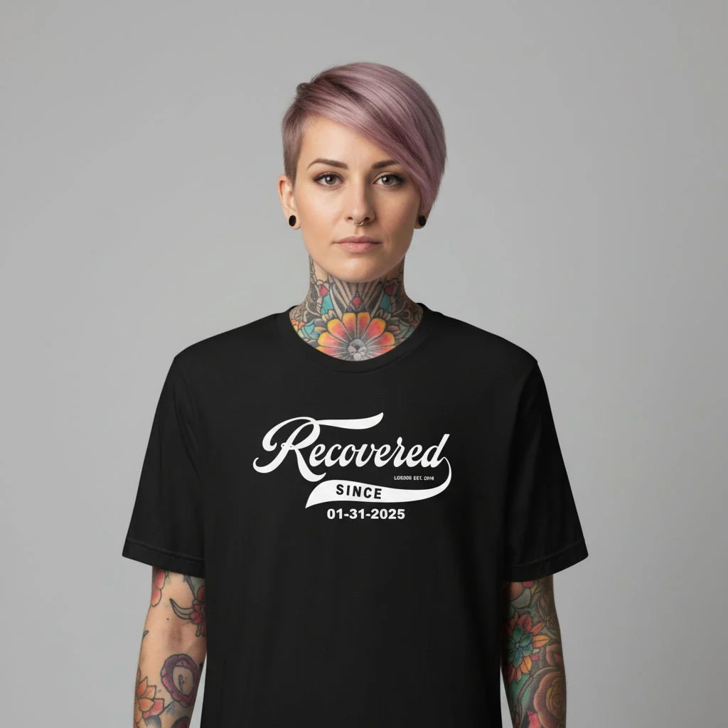 Women’s Recovered Since Tee w/ Personalized Clean Date - Image 4