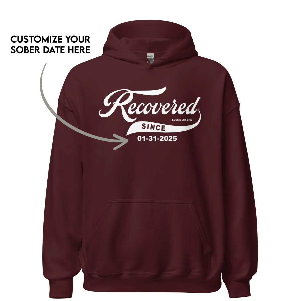 Men's Recovered Since Hoodie w/ Personalized Recovered Date - Image 15