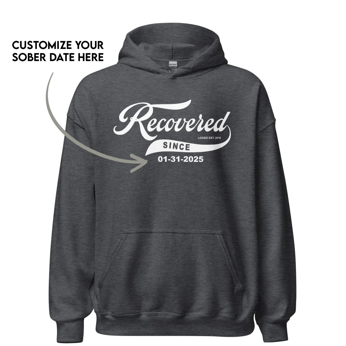 Men's Recovered Since Hoodie w/ Personalized Recovered Date - Image 27