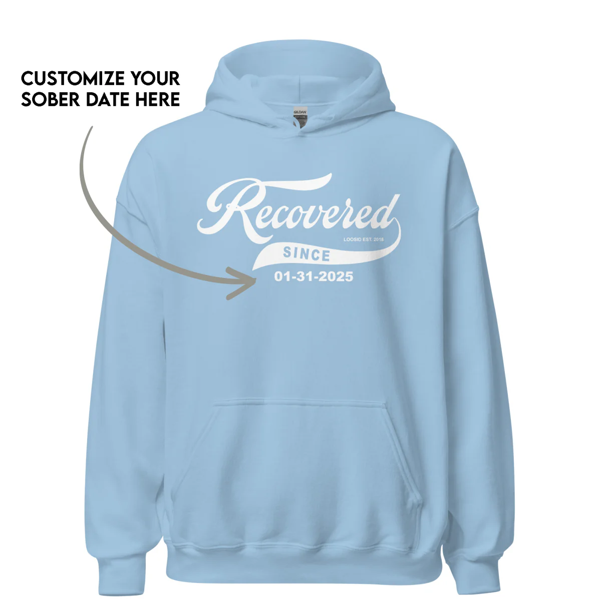 Men's Recovered Since Hoodie w/ Personalized Recovered Date - Image 43
