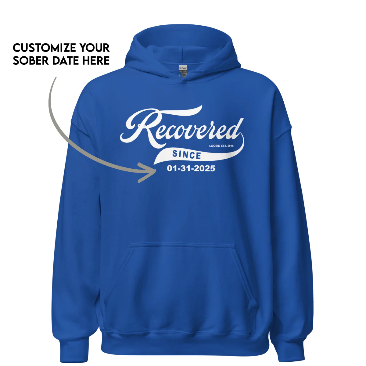 Men's Recovered Since Hoodie w/ Personalized Recovered Date - Image 3