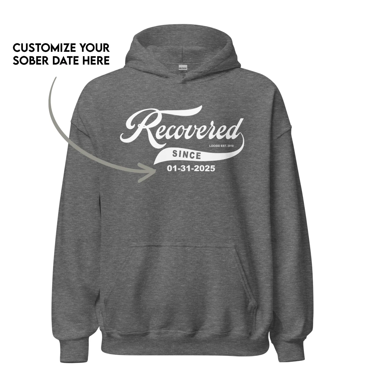 Men's Recovered Since Hoodie w/ Personalized Recovered Date - Image 31