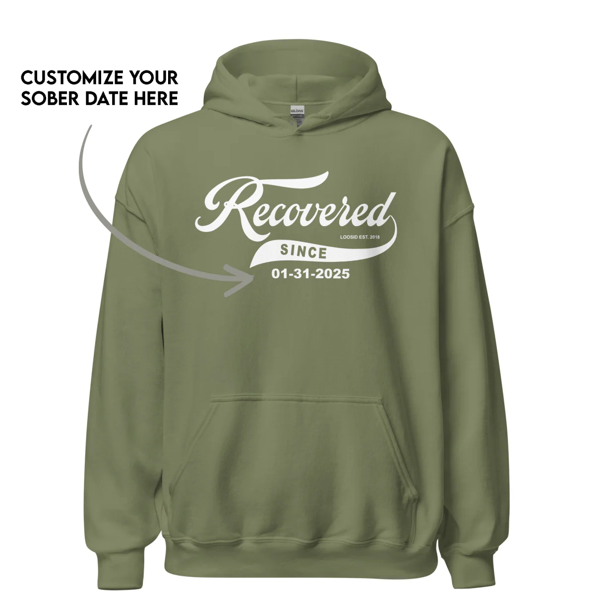 Men's Recovered Since Hoodie w/ Personalized Recovered Date - Image 39