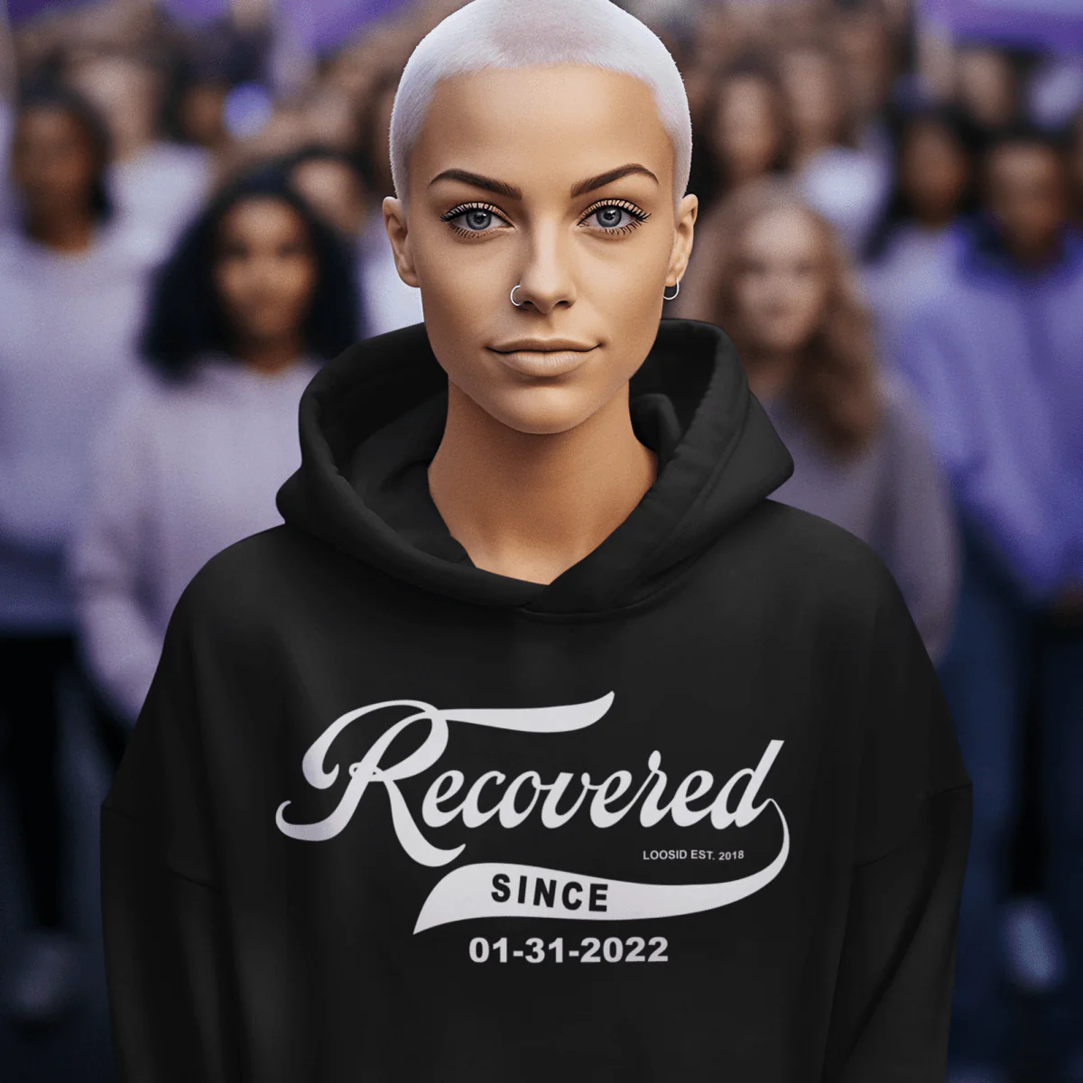 Women's Recovered Since Hoodie w/ Personalized Recovered Date - Image 7