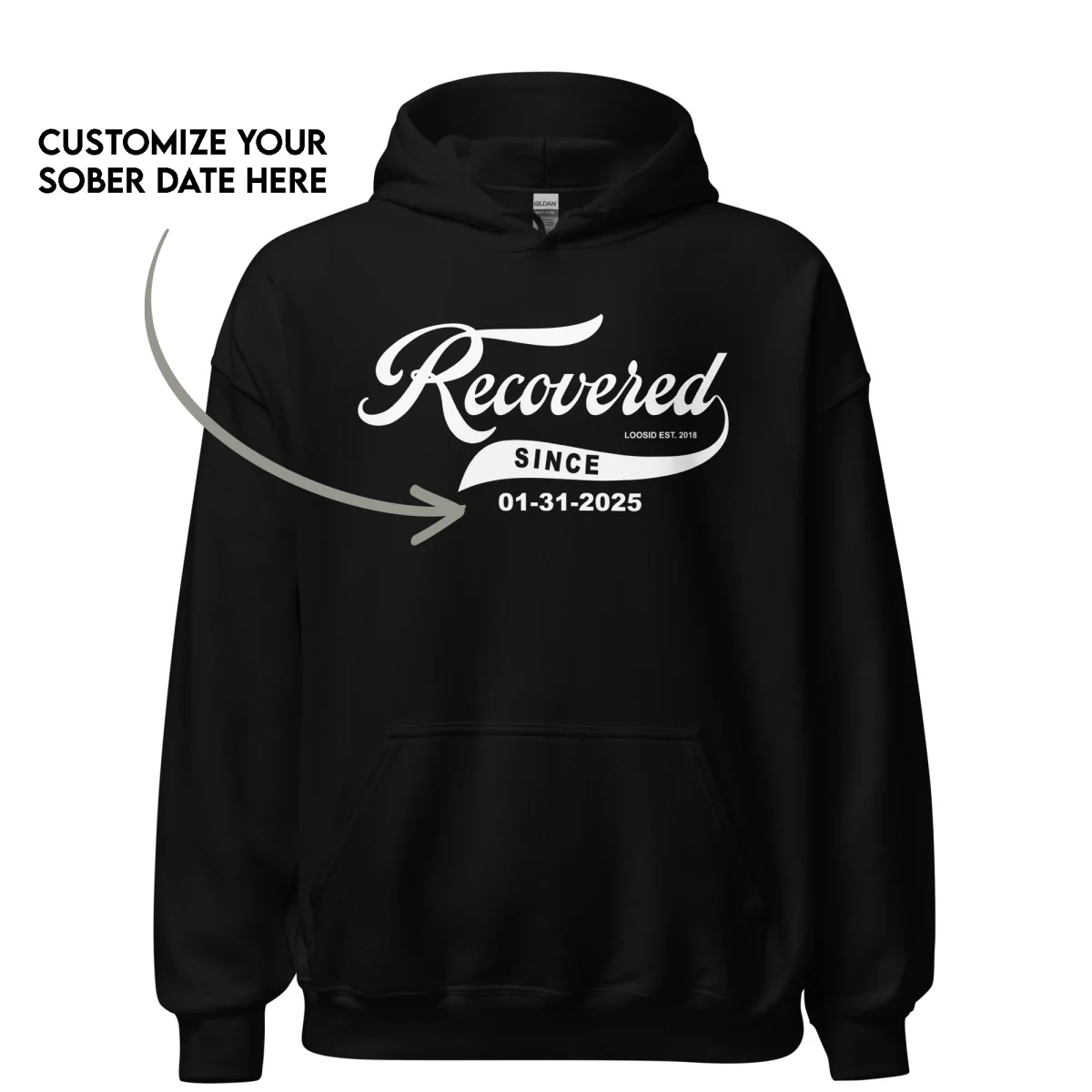 Men's Recovered Since Hoodie w/ Personalized Recovered Date - Image 7